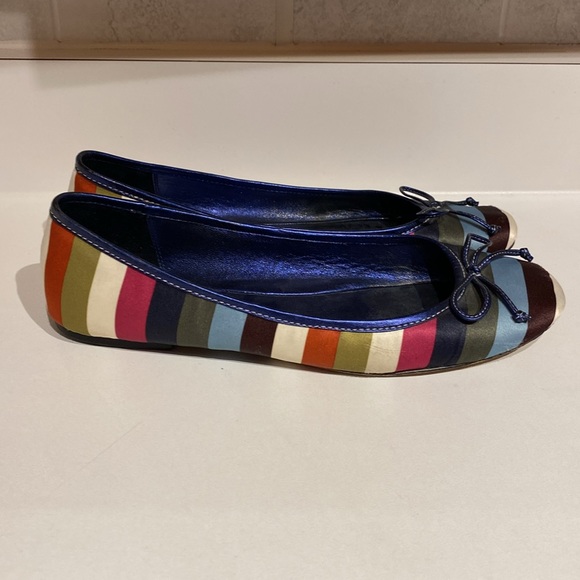 Coach Ballet Flats Silk Striped Legacy Stripe Womens Preppy Shoes - 8.5 - Picture 4 of 9